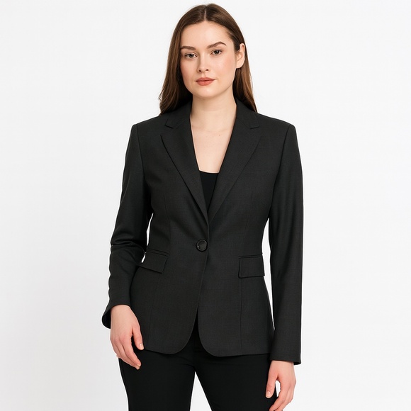 ZARA WOMAN Gray Structured Tailored Blazer Corpcore Dark Academia Office Siren S - Picture 1 of 15